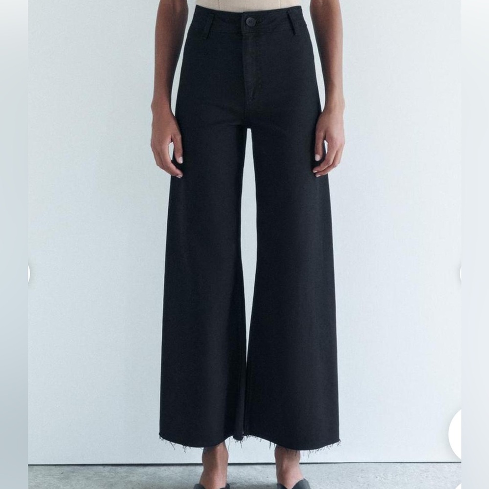 Zara NWOT Black Marine Straight Leg Jeans